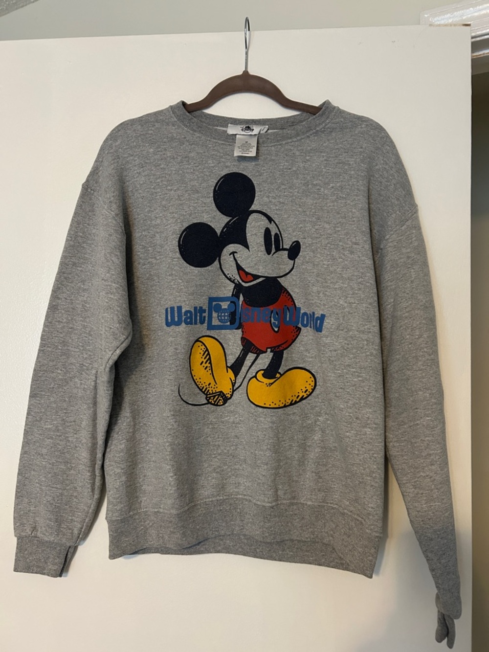 Disney Gray Crewneck Sweatshirt with Classic Mickey Graphic